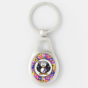 Lila Awareness Ribbon Penguin Schlüsselanhänger