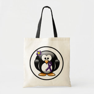 Lila Awareness Ribbon Penguin Tragetasche
