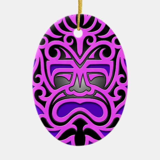Lila aztekische Maske Keramikornament (Vorne)