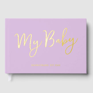Lila Baby Book Gold Foole Keepake für Mutter Gästebuch