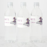 Lila Baby-Drache Wasserflaschen-Etiketten - Whimsi