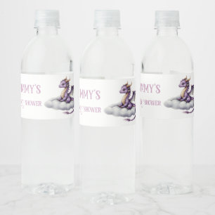 Lila Baby-Drache Wasserflaschen-Etiketten - Whimsi