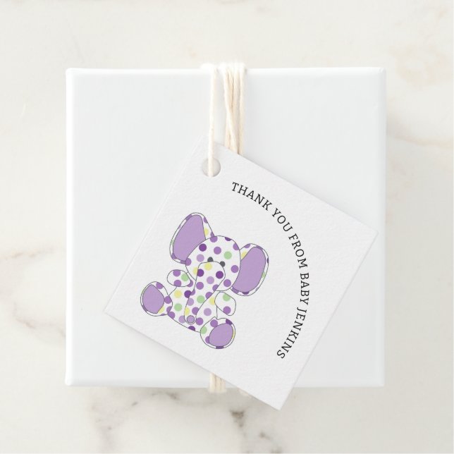 Lila Baby Elephant Geschenkanhänger (Beispiel)