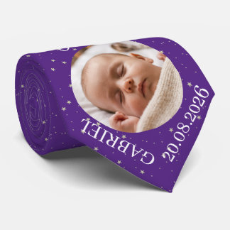 Lila Baby-Foto Name Jahr Dad Erinnerungsstück Krawatte