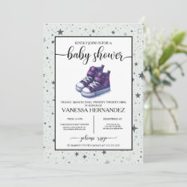 Lila Baby High Tops Babydusche Einladung