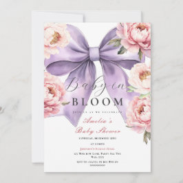 Lila Baby in Bloom Baby Dusche Pink Peony Einladung