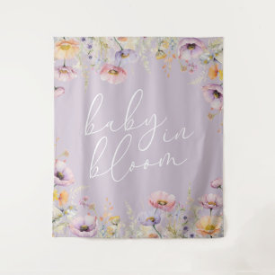 Lila Baby in Blüte Florale Wildblumen Babyparty Wandteppich