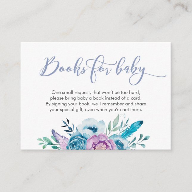 Lila Babyduschbücher für Babykarten Begleitkarte (Vorderseite)