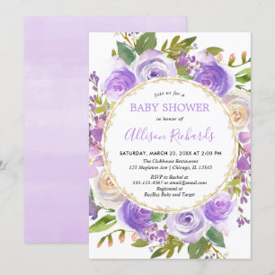 Lila Babydusche, Blumenlavendel Einladung