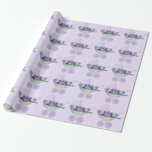 Lila Babydusche Geschenkpapier