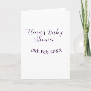 Lila Babyparty Name Datum stilvoll elegantsimple Karte
