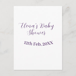 Lila Babyparty Name Datum stilvoll elegantsimple Postkarte