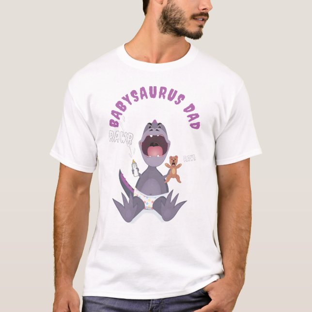 Lila Babysaurus Papa T-Rex  T-Shirt (Vorderseite)