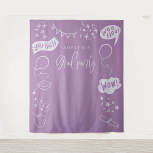 Lila Backdrops von Hand gezeichneter Quirky Grad I Wandteppich