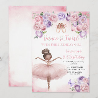 Lila Ballerina 3. Geburtstag Einladung