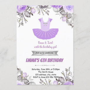 Lila Ballerina BIRTHDAY Einladung