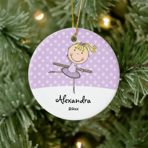 Lila Ballerina-Schneeflocke-personalisiertes Keramikornament