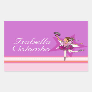 lila Ballet-ID-Aufkleber für Ballerina-Mädchen Rechteckiger Aufkleber