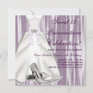Lila Ballkleid High Heels Quinceanera Einladung