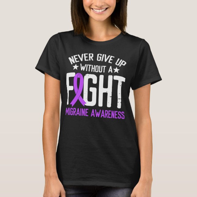 Lila Band-a-Fight Kopfschmerzen Migräne Bewusstsei T-Shirt (Vorderseite)