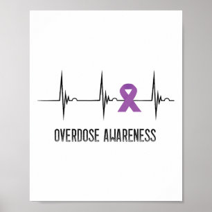 Lila Band Herzschlag Ekg Puls Überdosis Bewusstsei Poster