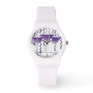 Lila Band und Cocktail Armbanduhr