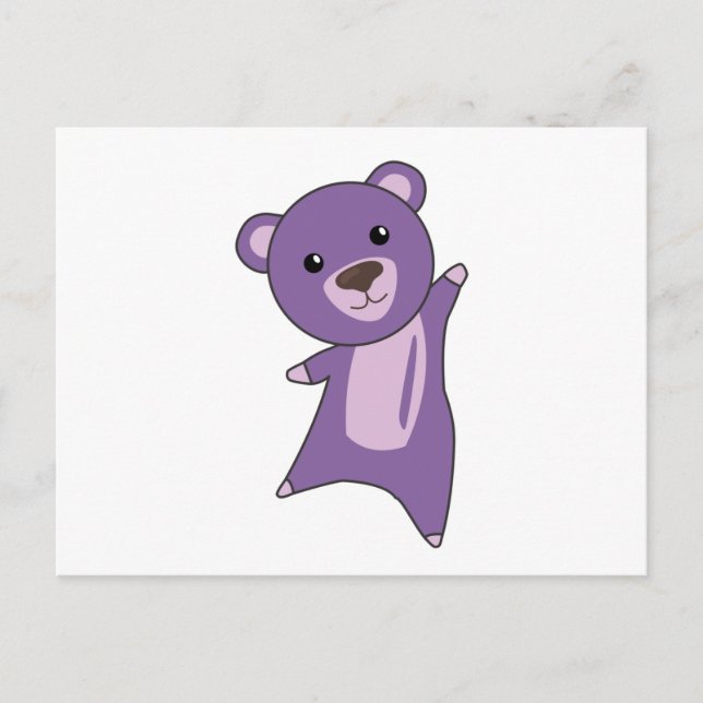 Lila Bärenbärchen Niedliche Tiere Postkarte (Vorderseite)