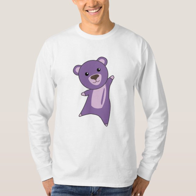 Lila Bärenbärchen Niedliche Tiere T-Shirt (Vorderseite)