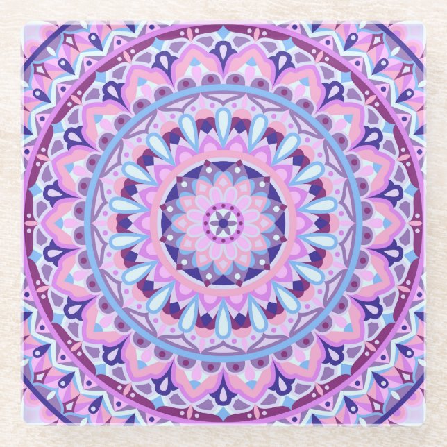 Lila Base Mandala Glasuntersetzer (Vorderseite)