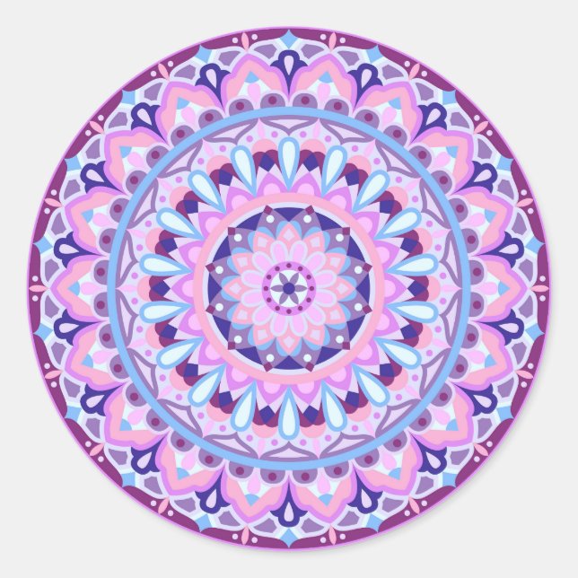 Lila Base Mandala Runder Aufkleber (Vorderseite)