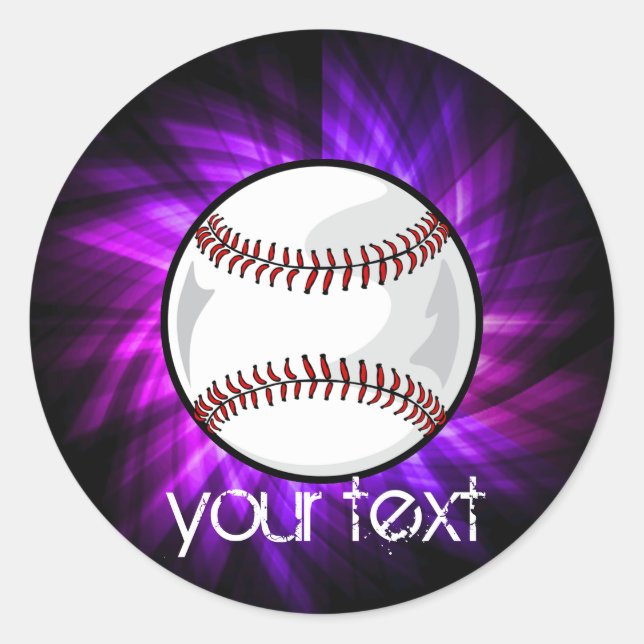 Lila Baseball; Softball Runder Aufkleber (Vorderseite)