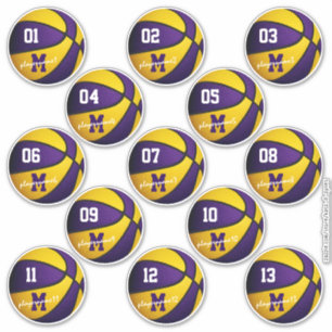 lila Basketball-Basketball-Brauch 13 Spielernamen Aufkleber