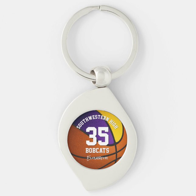 lila Basketball-Jersey-Nummer Schlüsselanhänger (Vorderseite)