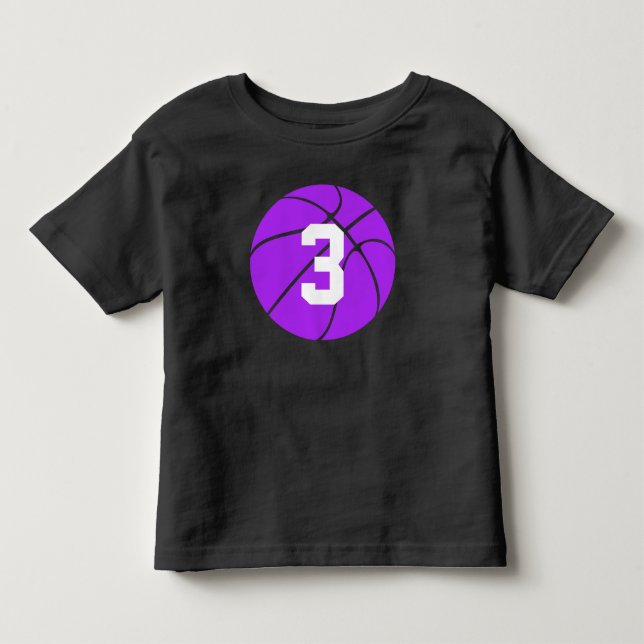 Lila Basketball Kid Custom Jersey Nummer Kleinkind T-shirt (Vorderseite)