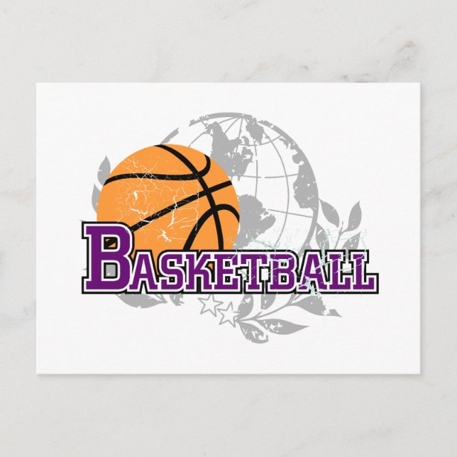Lila Basketball-T - Shirt und Geschenke Postkarte (Vorderseite)