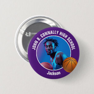 Lila Basketballspieler-Foto High School Spirit Button
