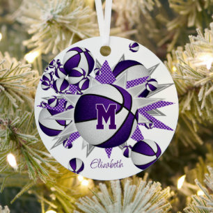 lila Basketballsportarten Ornament Aus Metall
