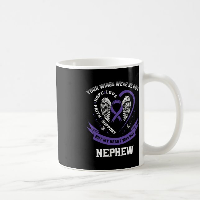 Lila Bauchspeicheldrüsenkrebs-Bewusstsein Nephew H Kaffeetasse (Rechts)