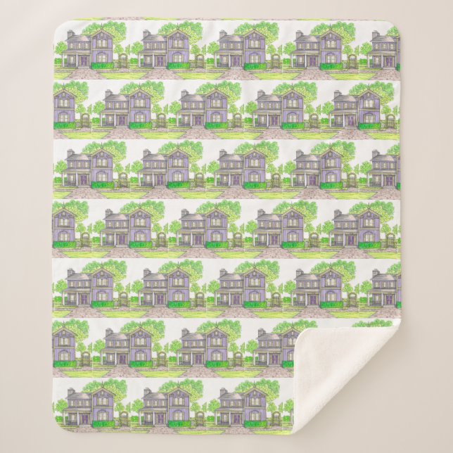 Lila Bauernhaus Sherpa Blanket Sherpadecke (Vorderseite)