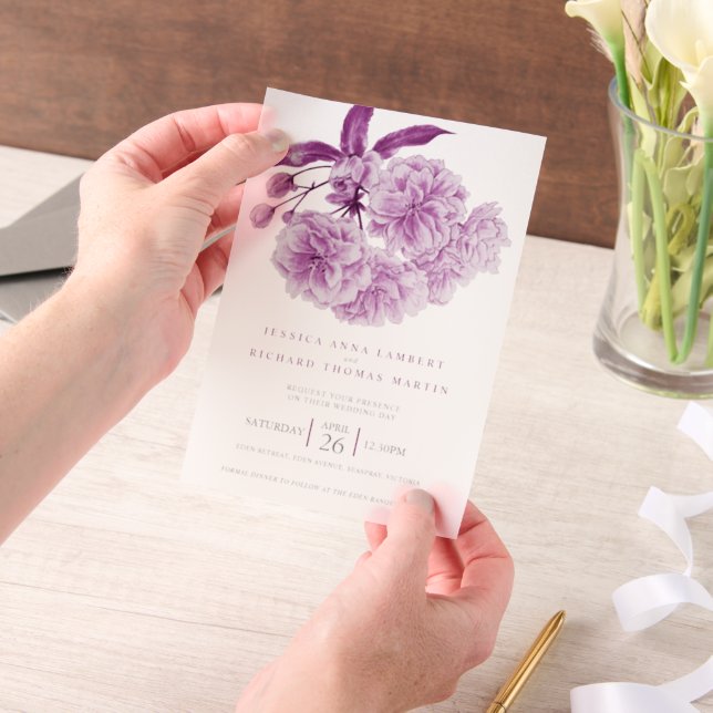 Lila Baumblüte Aquarell Foto Hochzeit (Handgehalten)