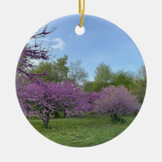 Lila Bäume Keramik Ornament (Vorne)
