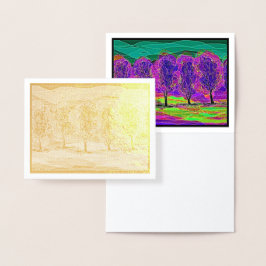 Lila Bäume von Mark Edward Westerfield Gold Foil Folienkarte