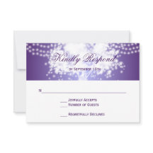 Lila Baumstring-Lichter Hochzeitweise RSVP-Karten