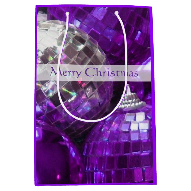 Lila Bausteine Frohe Weihnachtsgeschenke Medium Mittlere Geschenktüte (Vorderseite)