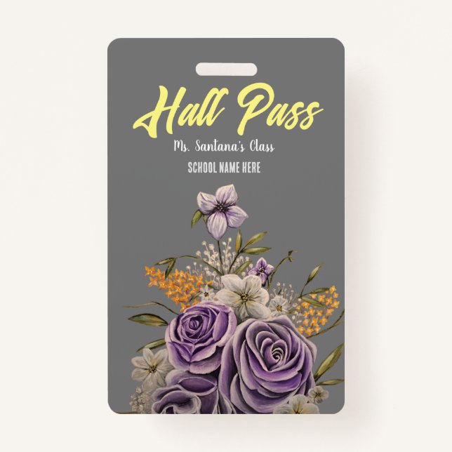 Lila Beauty Hall Pass Abzeichen Ausweis (Vorderseite)