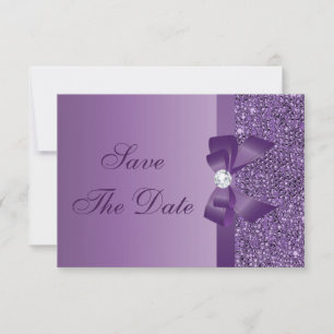 Lila bedruckte Pailletten Hochzeit Save the Date