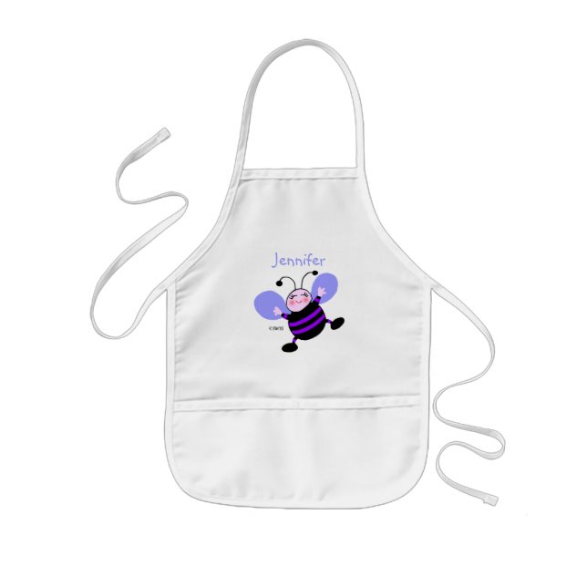 Lila Bee Kid Artist Smock mit Namen Kinderschürze (Vorne)