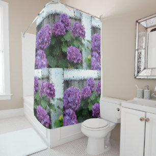 Lila beeindruckende Hydrangeas Duschvorhang