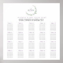 Lila Beeren Grüne Blätter 20 Hochzeitstische Plan