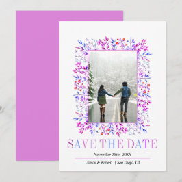 Lila Beeren und Blätter grenzen an die Winterhochz Save The Date